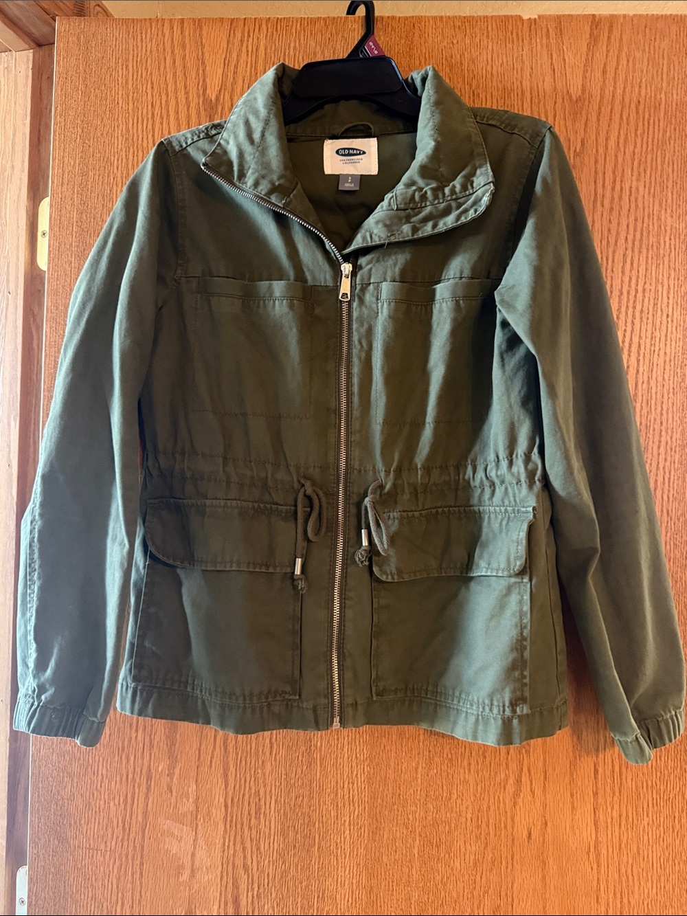 Old Navy Olive Green Utility Jacket Cinch Waist Full Zip Women's Small